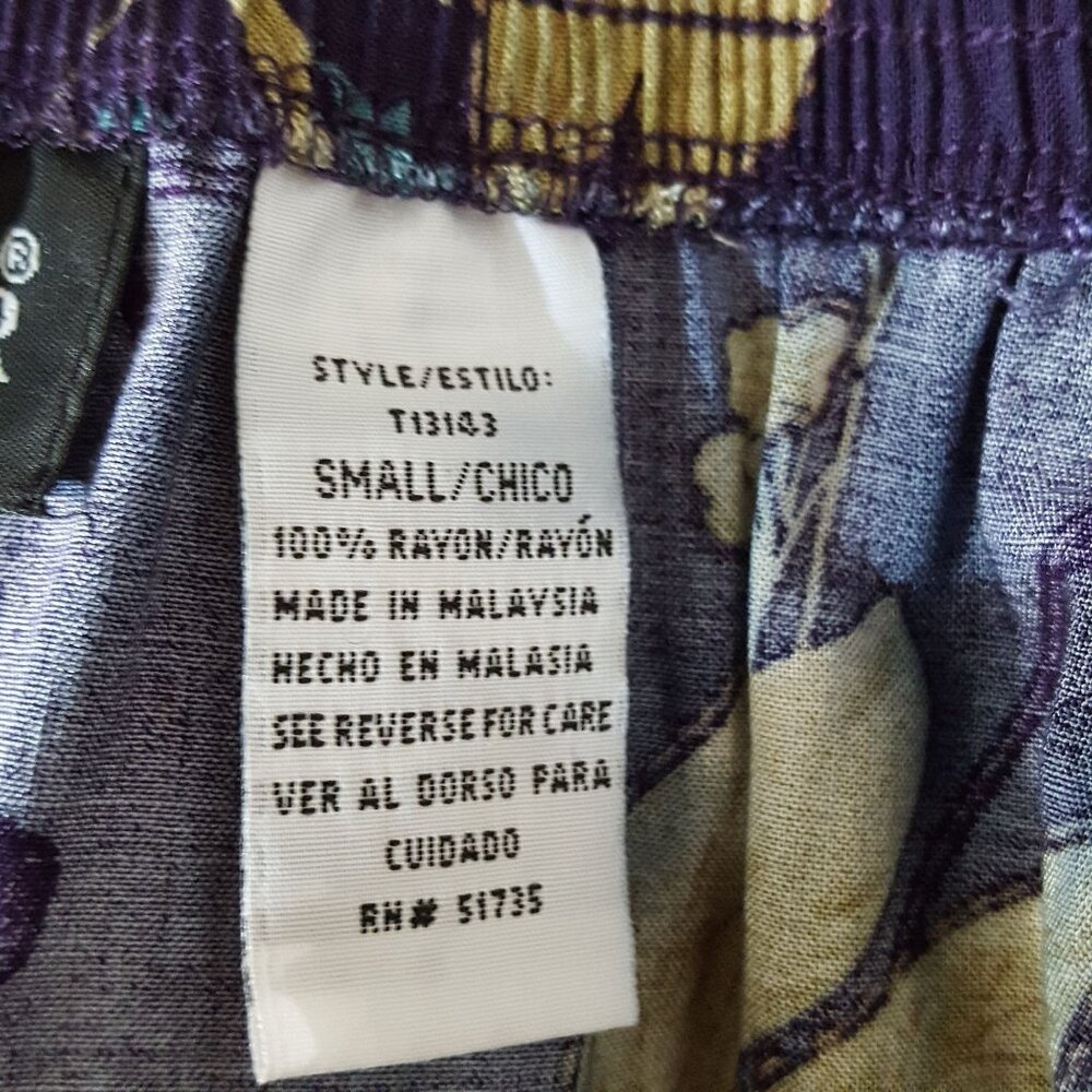 Sag Harbor Vintage 90s Skirt Top Dress Small Purple Floral Elastic Midi Rayon - Picture 8 of 9